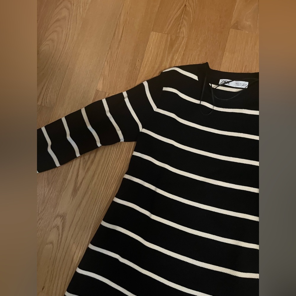 ZARA knit long sleeve stripe shirt dress